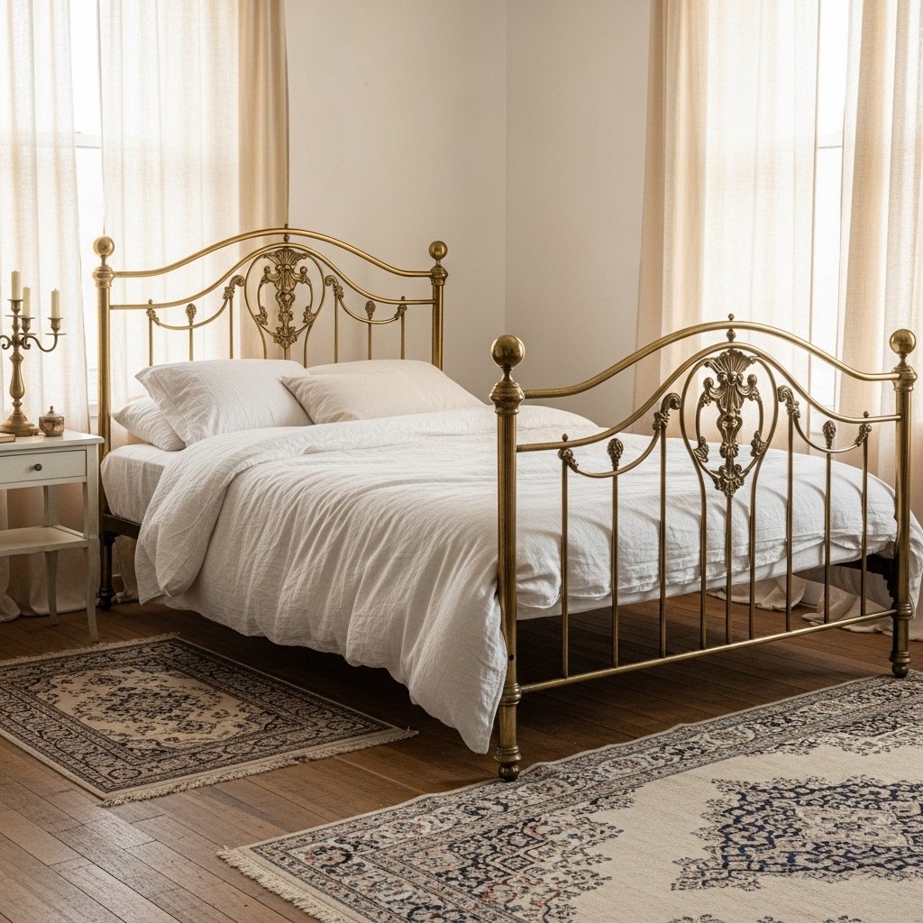 14 Vintage Bedroom Ideas That Feel Romantic, Collected, and Effortlessly Timeless An Ornate Iron or Brass Bed Frame as the Focal Point