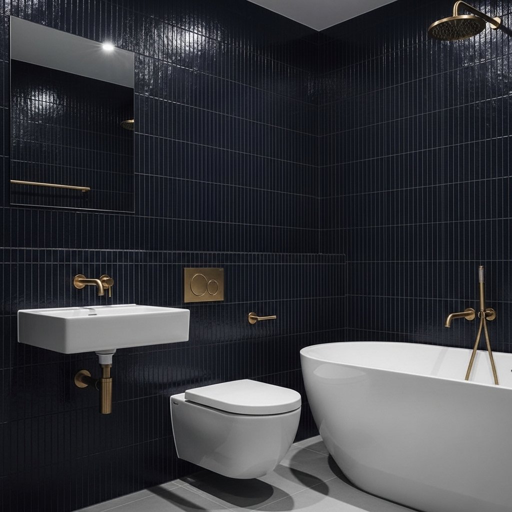 Vertical Stack Bond Tile in Dark Tone