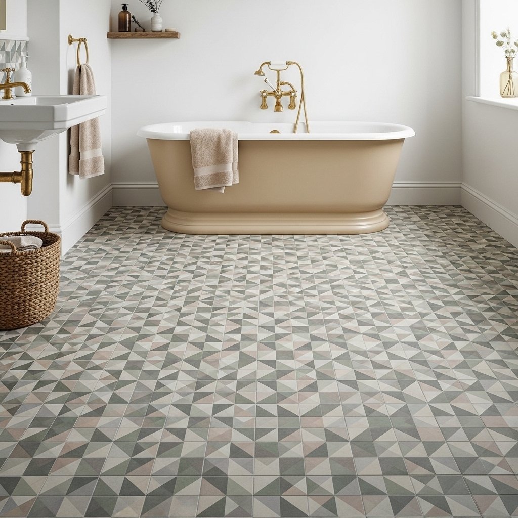 Encaustic Cement Tile in Muted Geometric