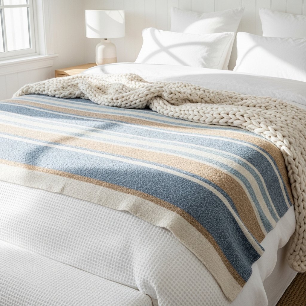 Layered Coastal Throws and Blankets