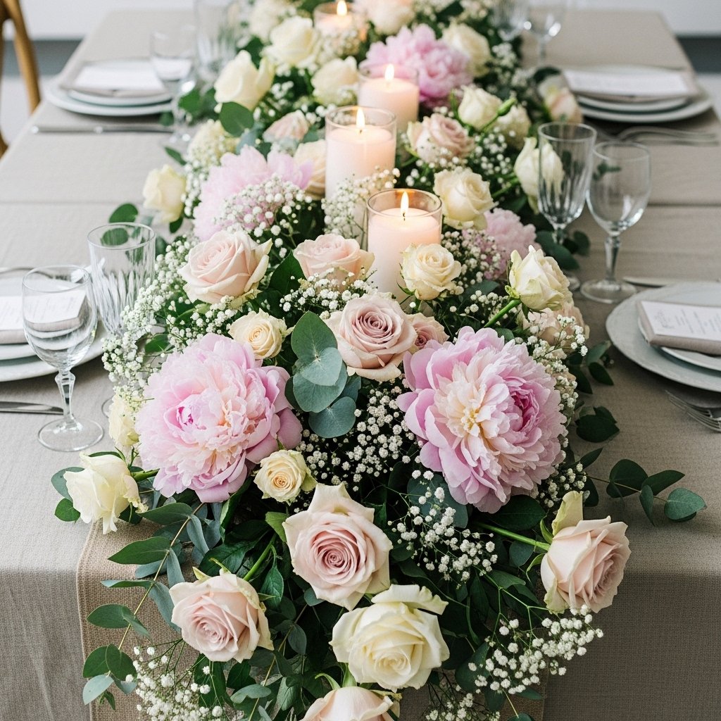 A Floral Table Runner Made at Home