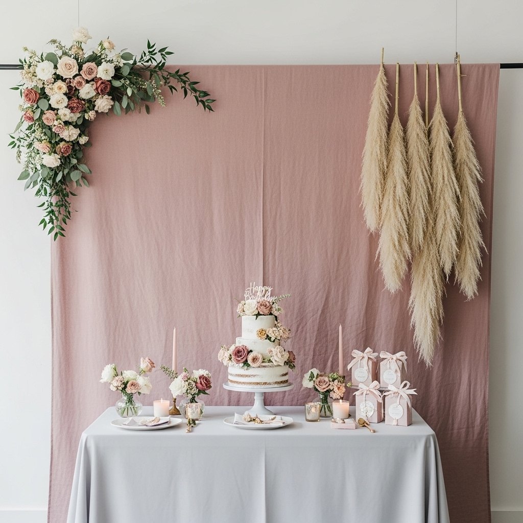 A DIY Backdrop With Fabric and Florals