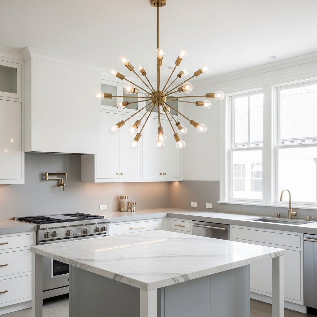 Sputnik or Starburst Chandelier Over the Island