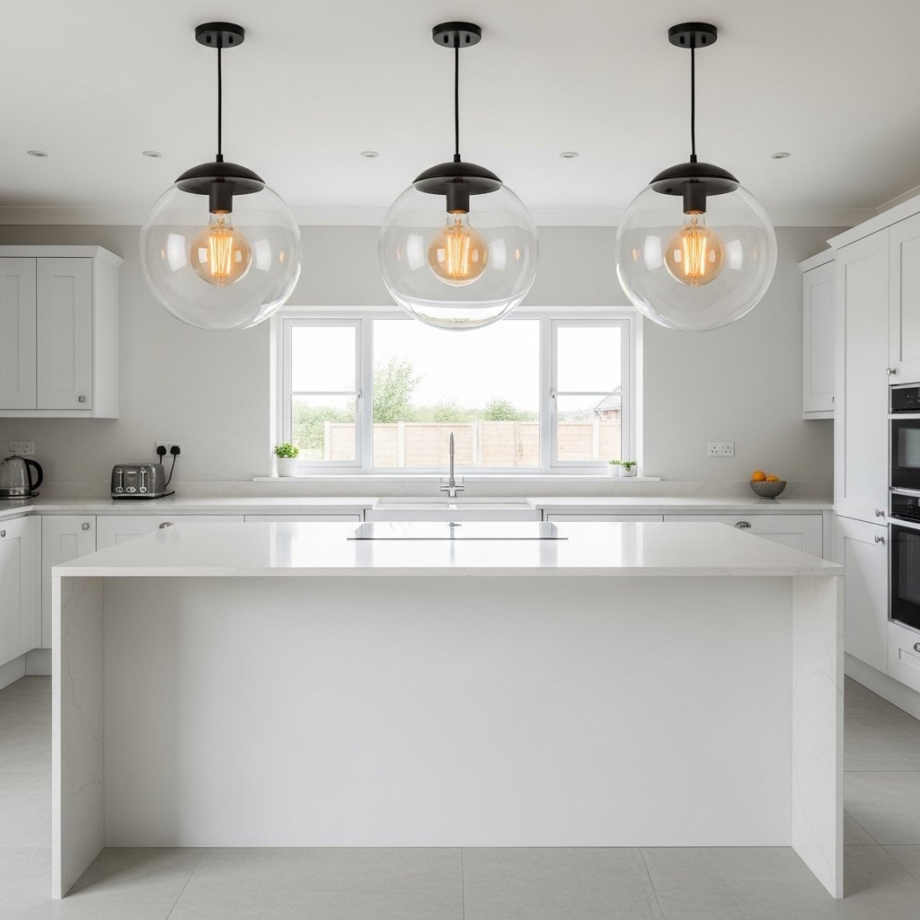 Oversized Globe Pendants in Clear Glass