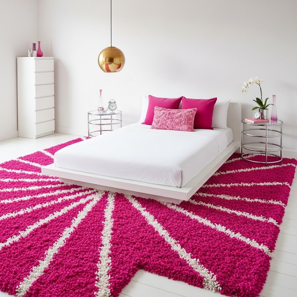 15 Stunning Rug Ideas That Will Make Your Floor the Most Loved Spot in the Room Hot Pink Shag Rug for a Bold Retro Bedroom