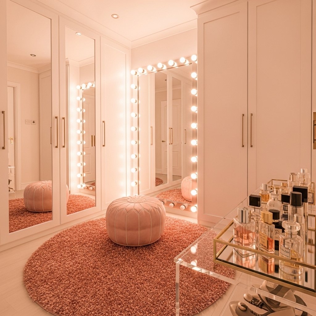 15 Stunning Rug Ideas That Will Make Your Floor the Most Loved Spot in the Room Rose Gold Metallic Sheen Rug for a Glam Dressing Room