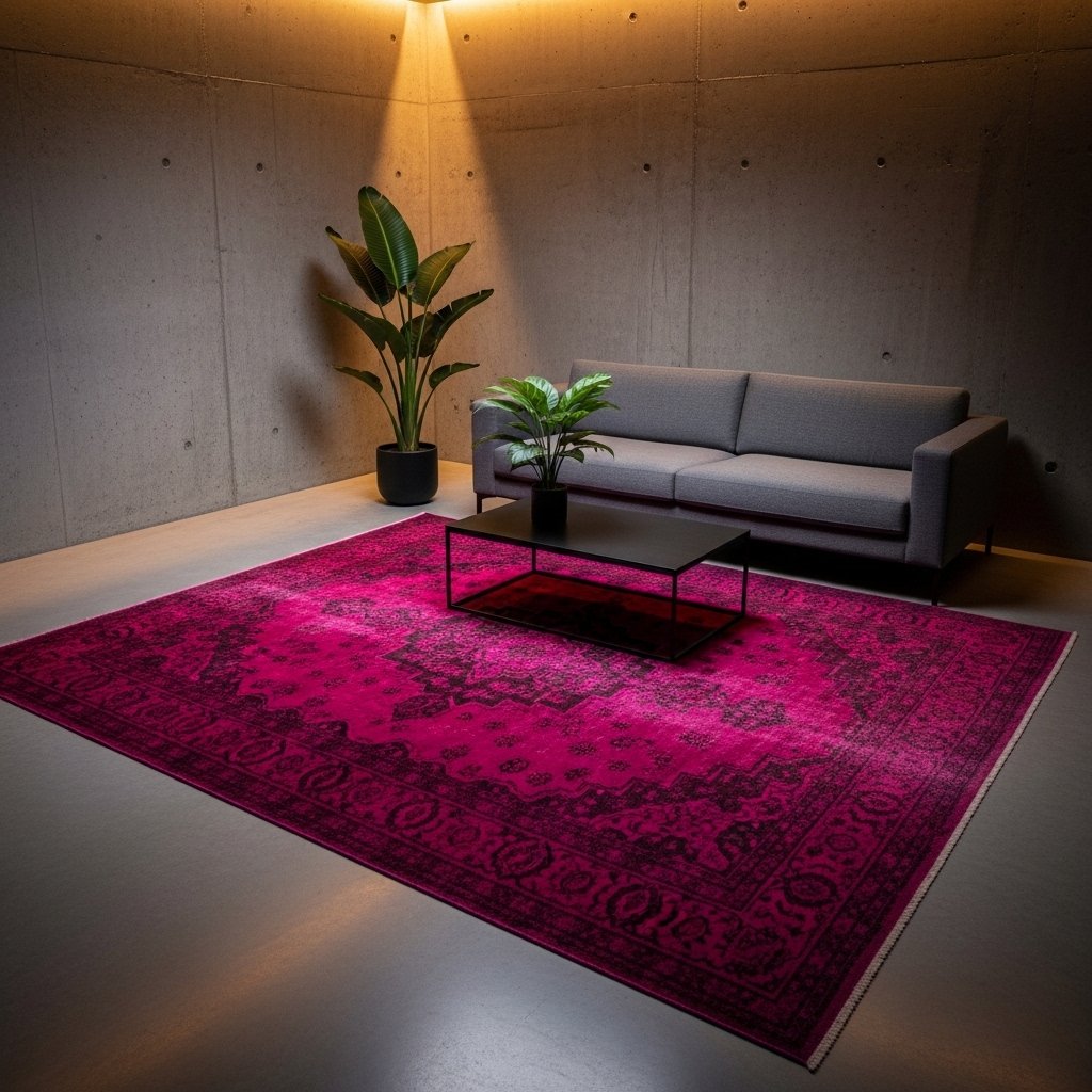 15 Stunning Rug Ideas That Will Make Your Floor the Most Loved Spot in the Room Pink Overdyed Vintage Rug with Deep Jewel Saturation