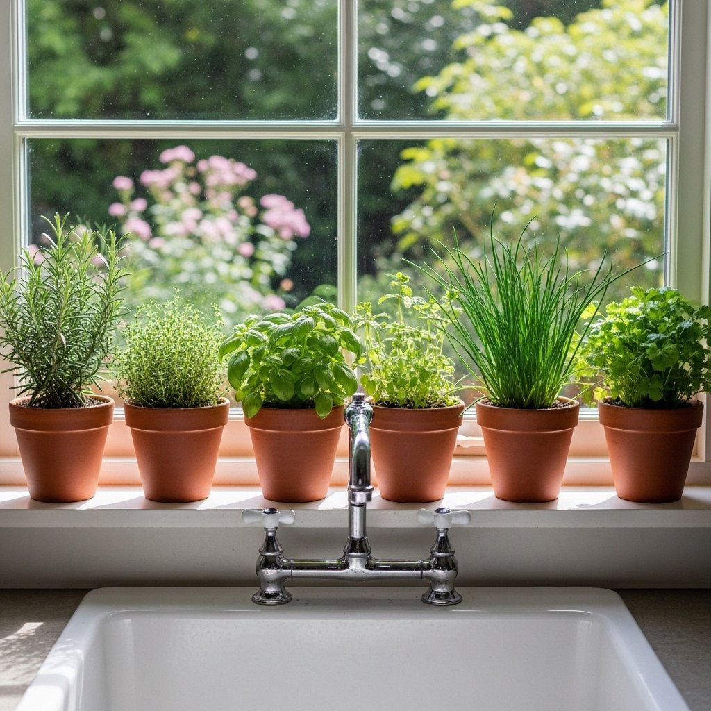 Fresh Herbs in the Window as Both Garden and Decor