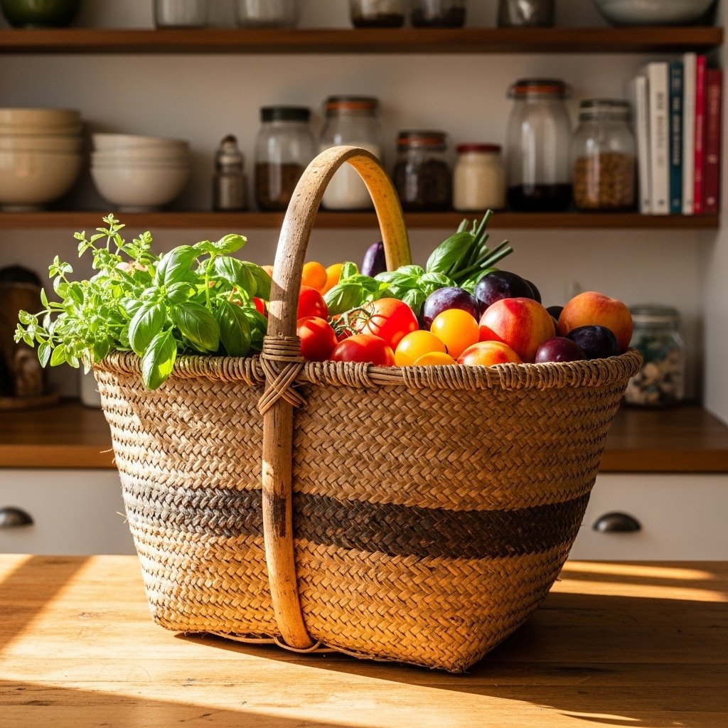 A Summer Market Basket as Kitchen Fixture