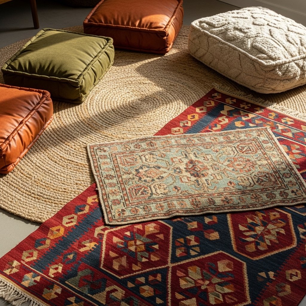 Layered Kilim and Vintage Rugs