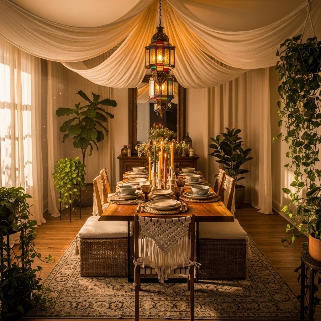 Ceiling Treatments in Fabric and Rattan