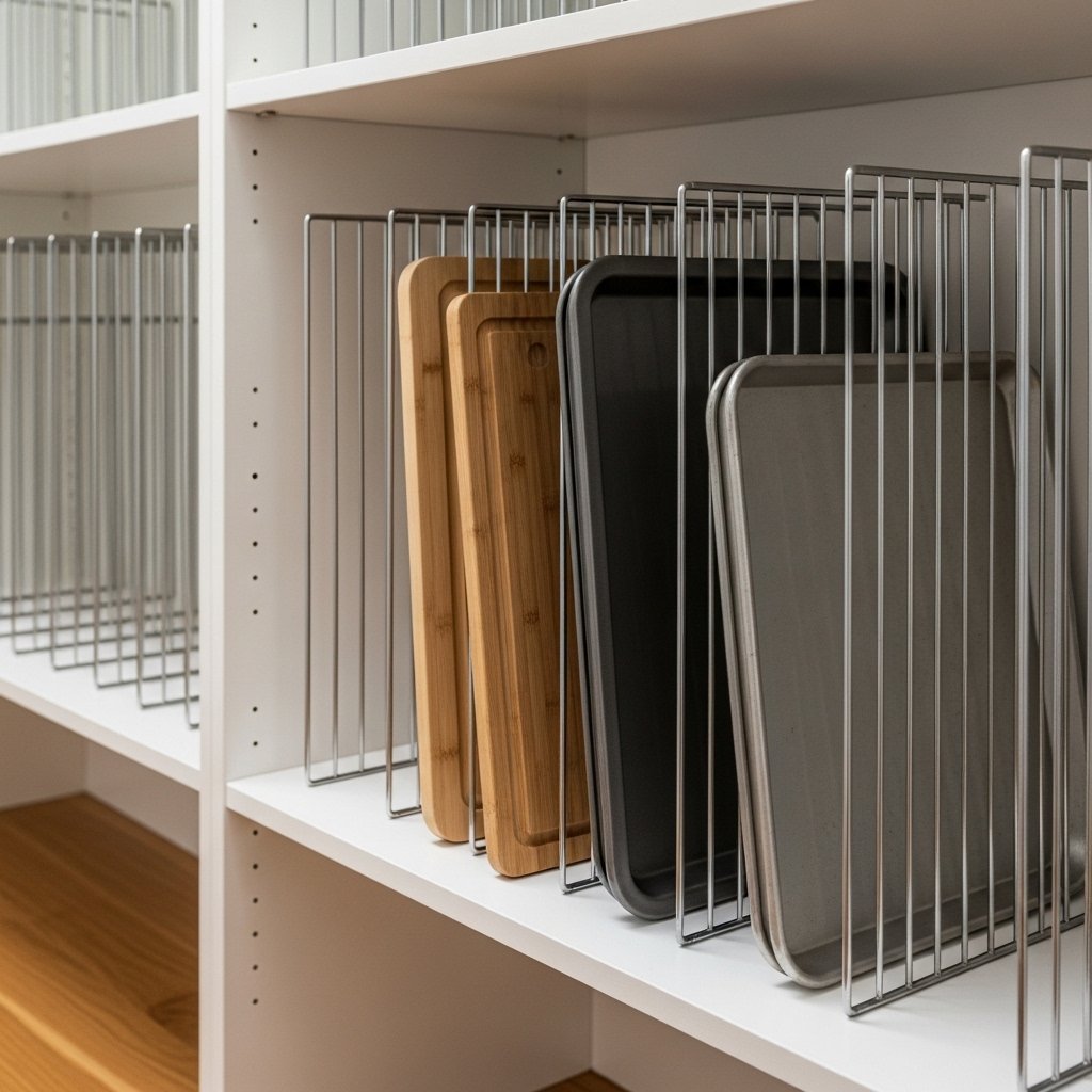 16 Kitchen Pantry Organization Ideas That Make Cooking Effortless Use Vertical Dividers for Baking Trays and Boards