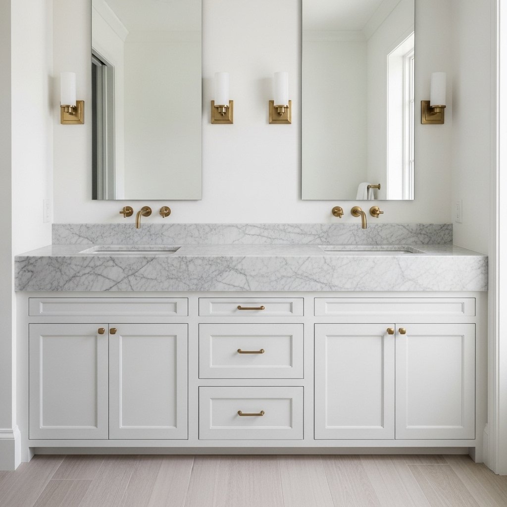 Double Vanity With Integrated Stone Countertop