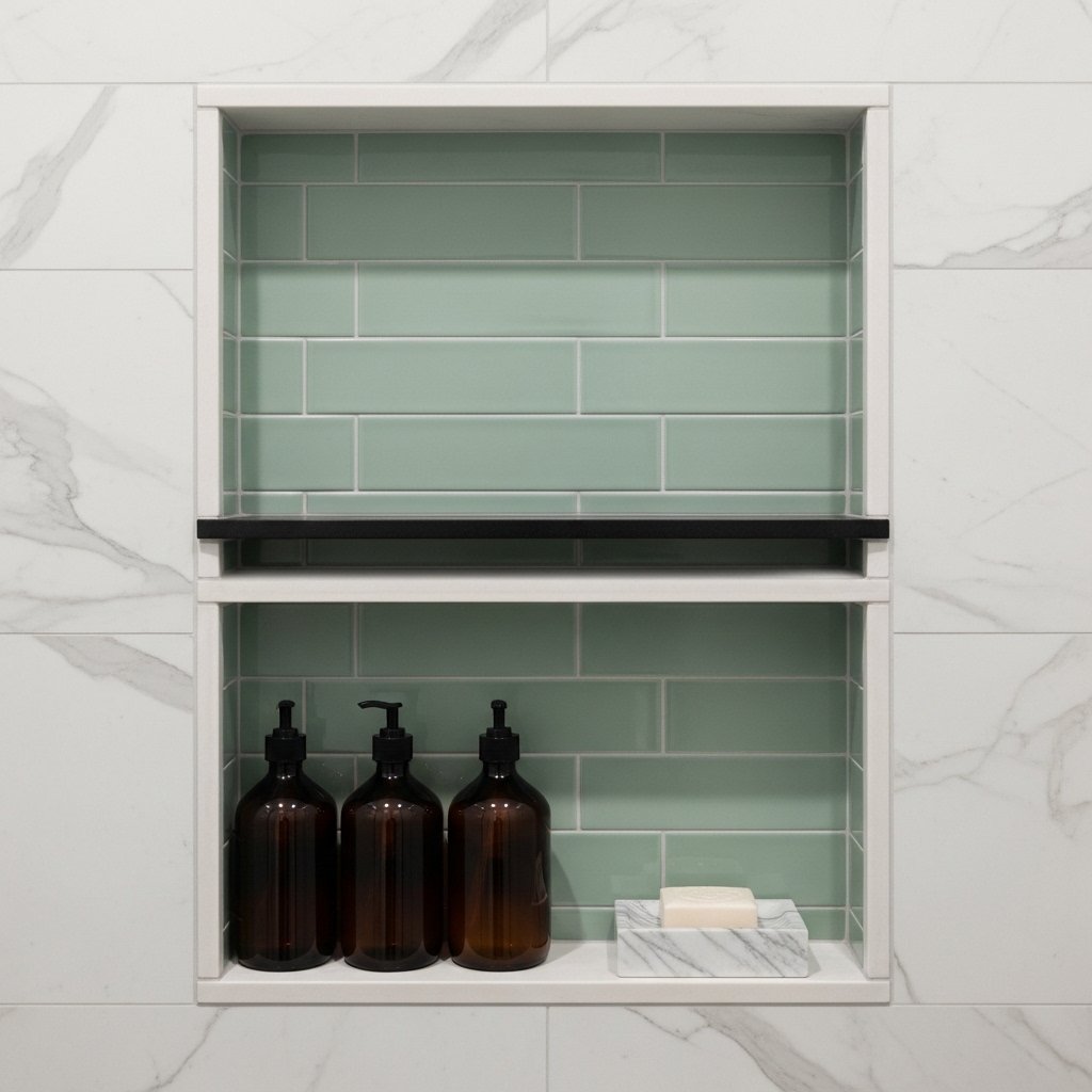 Built-In Shower Niche for a Clean, Organized Look