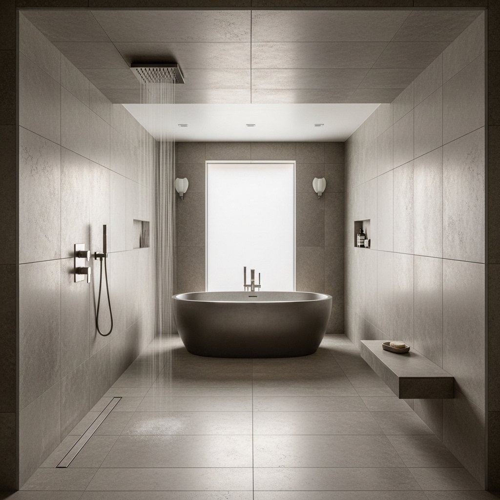 Wet Room Design With No Shower Enclosure