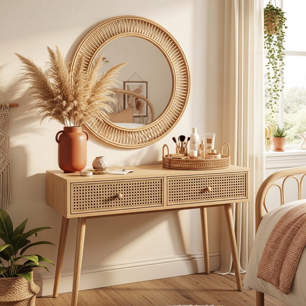 The Boho Rattan Vanity