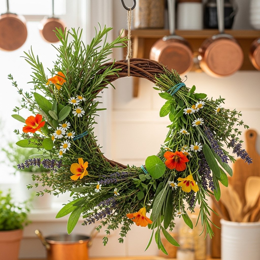 🌼 Spring Herb Wreath — Edible & Beautiful