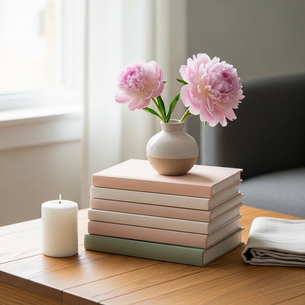 💐 Stacked Book Floral Vignette