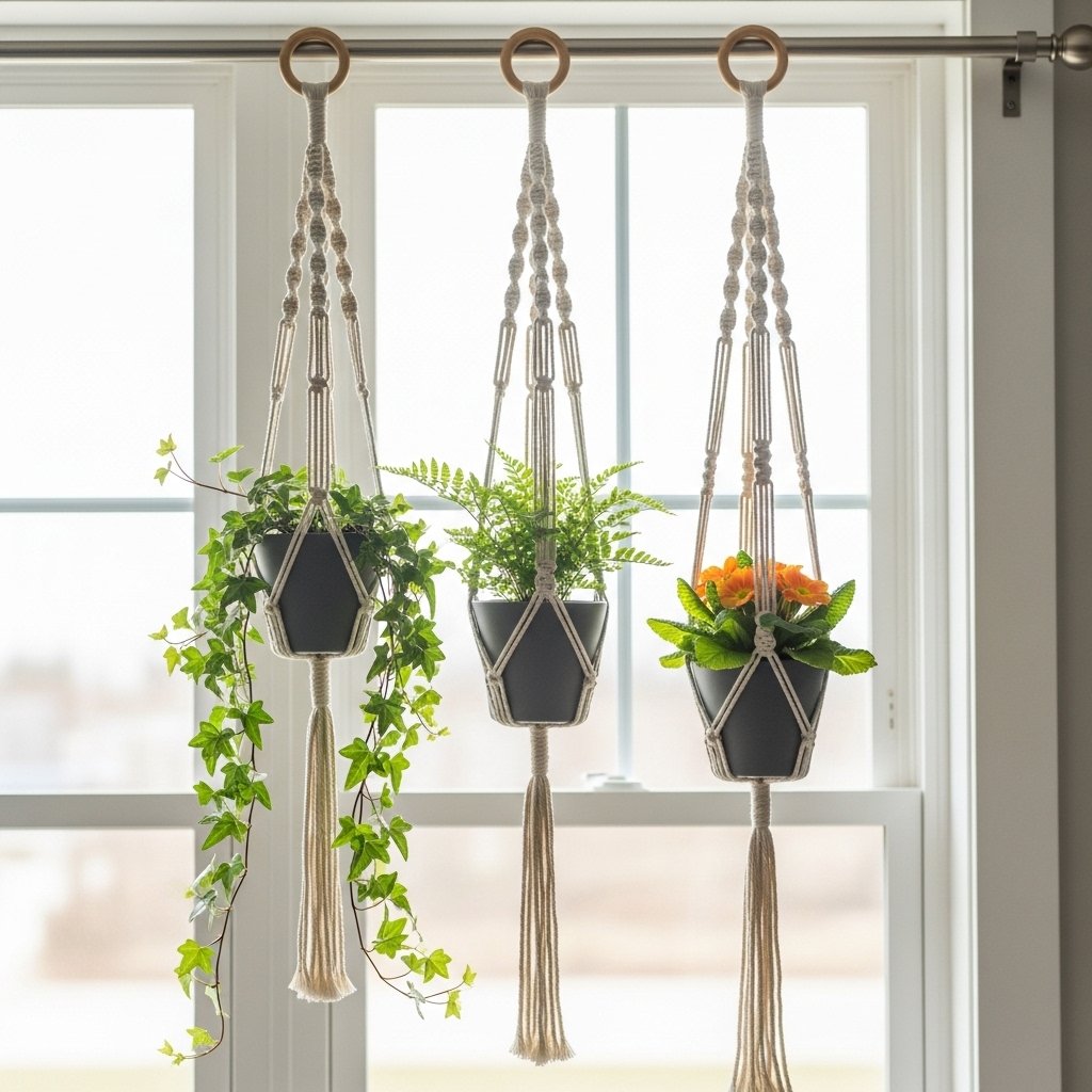 🌿 Macramé Plant Hanger With Spring Botanicals