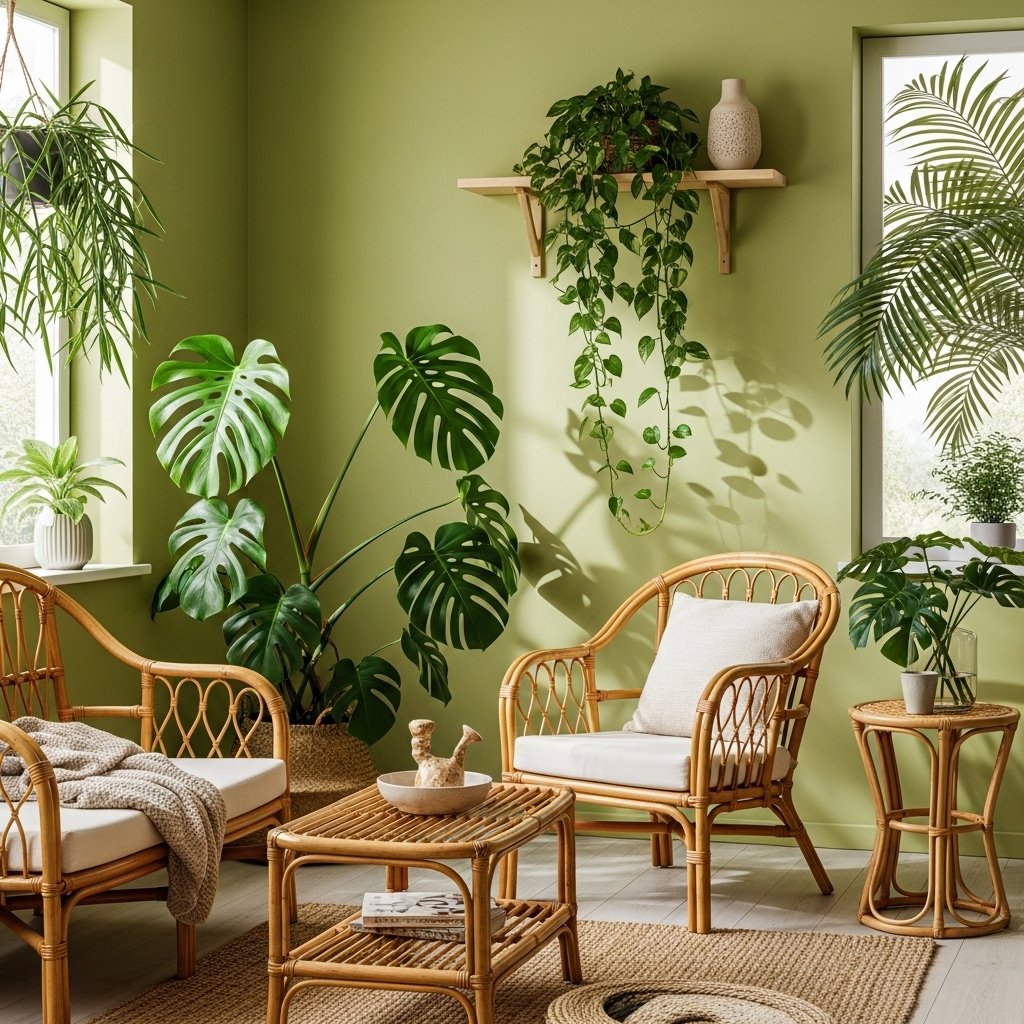 Warm Green Walls as the Tropical Backdrop