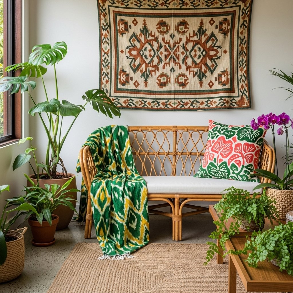 Woven and Printed Textiles in Tropical Colors