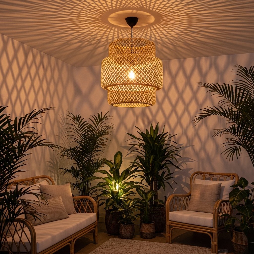 A Bamboo or Wicker Pendant Light