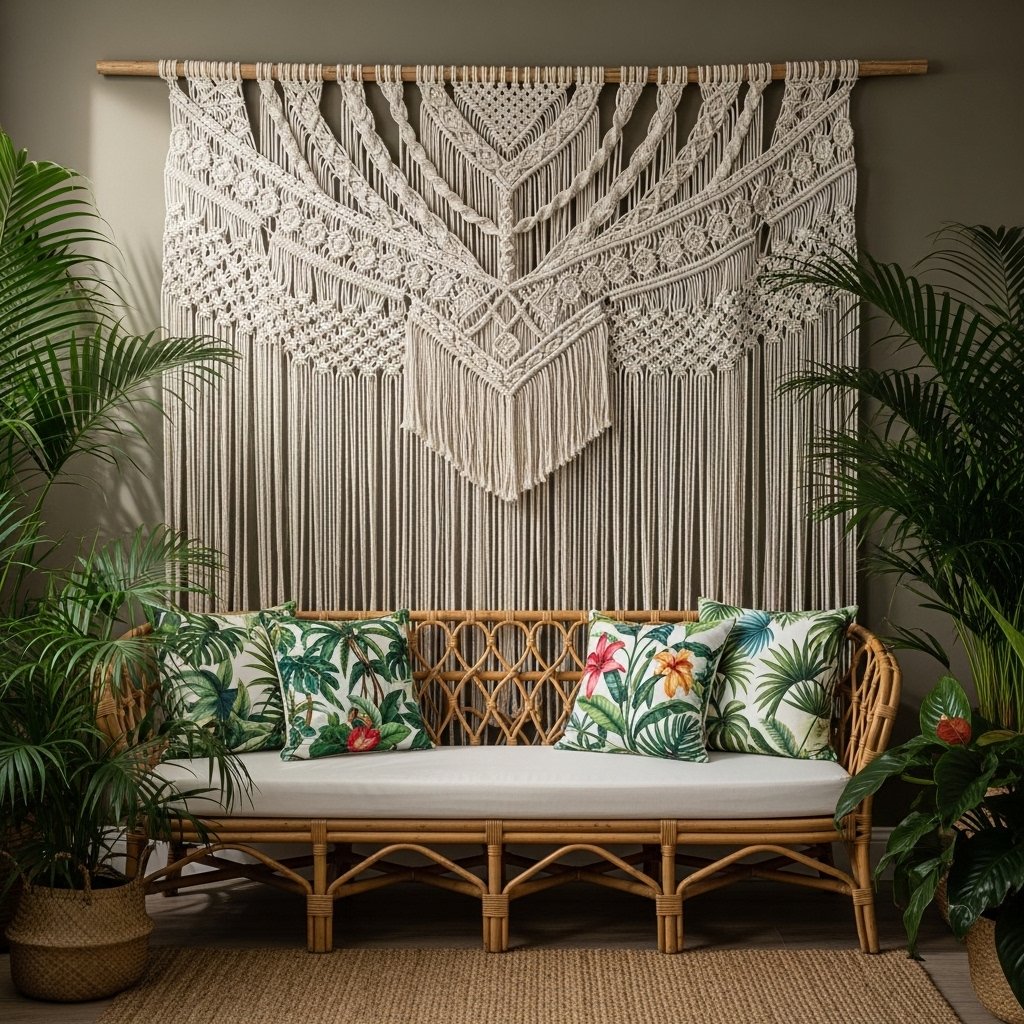 Macramé Wall Hanging as Tropical Texture
