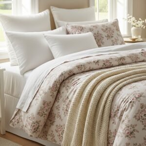 English Cottage Rose Duvet in Blush and Cream