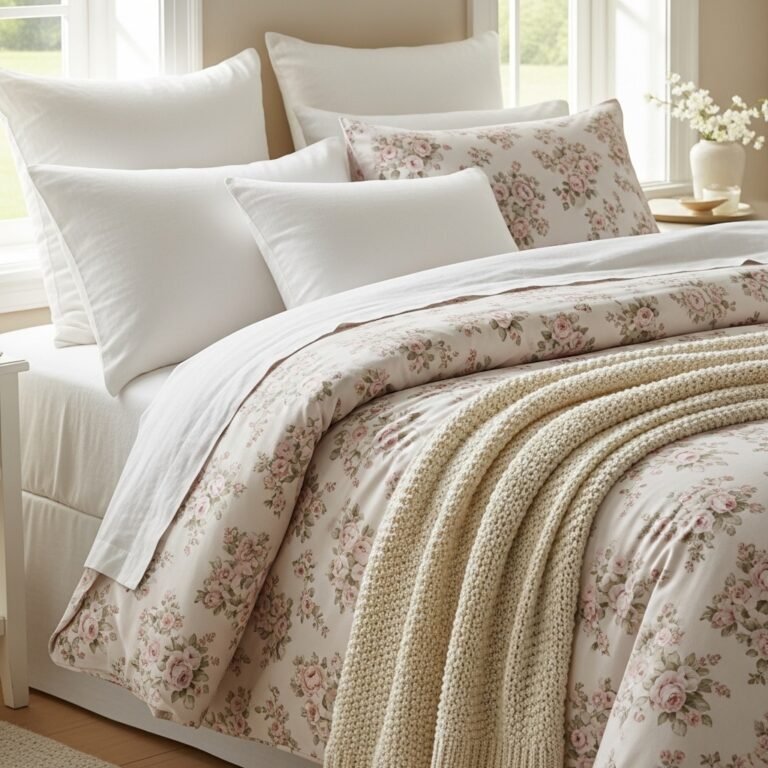 English Cottage Rose Duvet in Blush and Cream