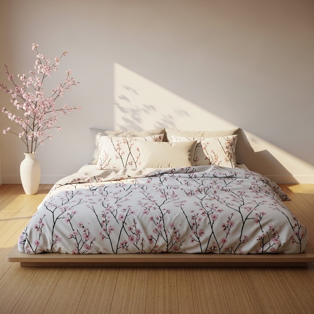 18 Floral Bedding Ideas That Will Make You Never Want to Leave Your Bed Delicate Cherry Blossom in Japanese Style