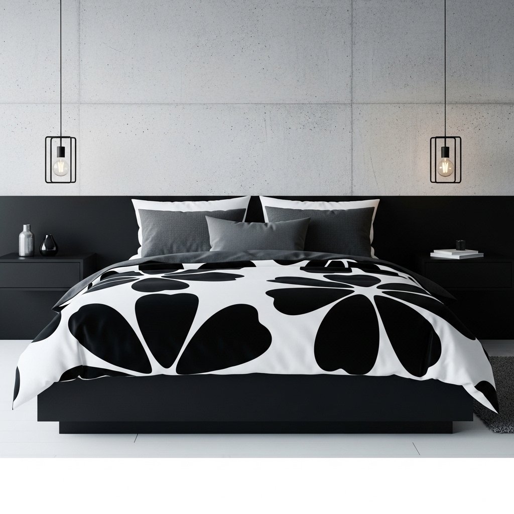 18 Floral Bedding Ideas That Will Make You Never Want to Leave Your Bed Modern Geometric Floral in Black and White