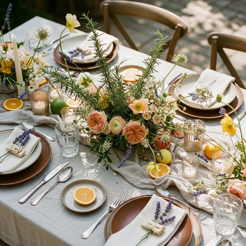 A Seasonal Centerpiece of Fresh and Dried Botanicals
