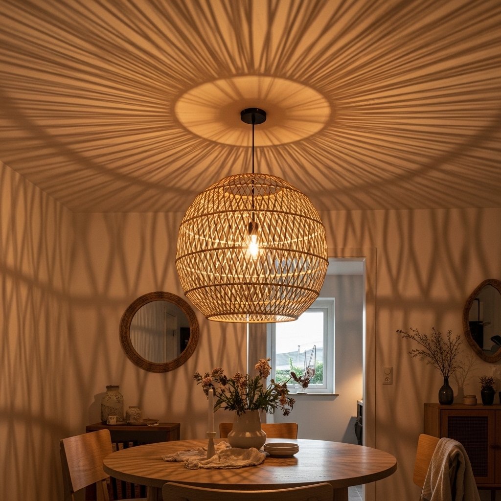 A Statement Pendant Light in Rattan or Wicker