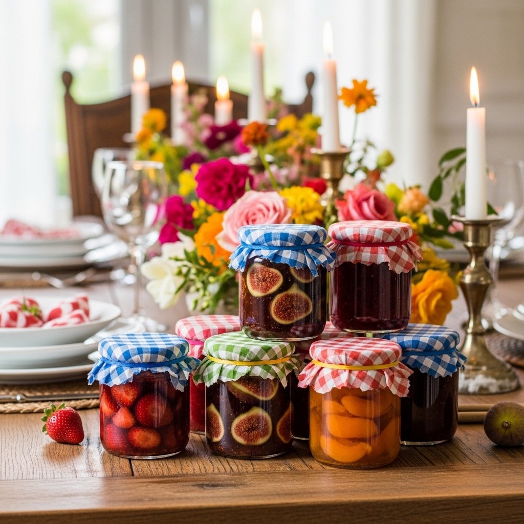 Seasonal Fruit Compote and Preserves as Table Decoration