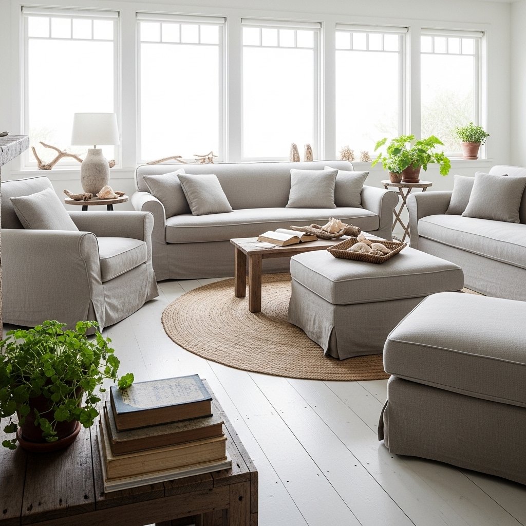 Linen Slipcovers on All Upholstered Furniture