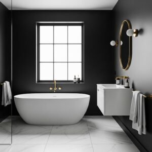 Black Walls With White Fixtures