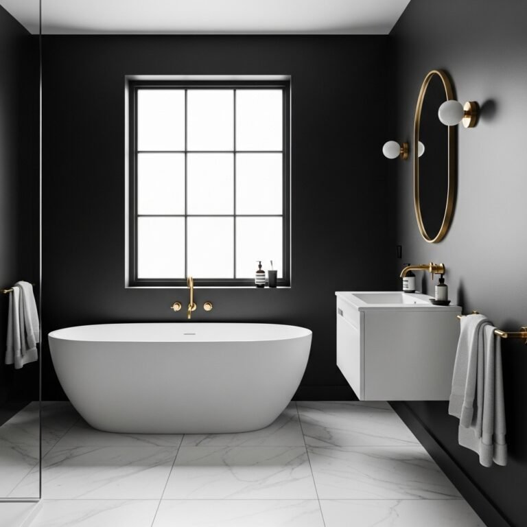 Black Walls With White Fixtures