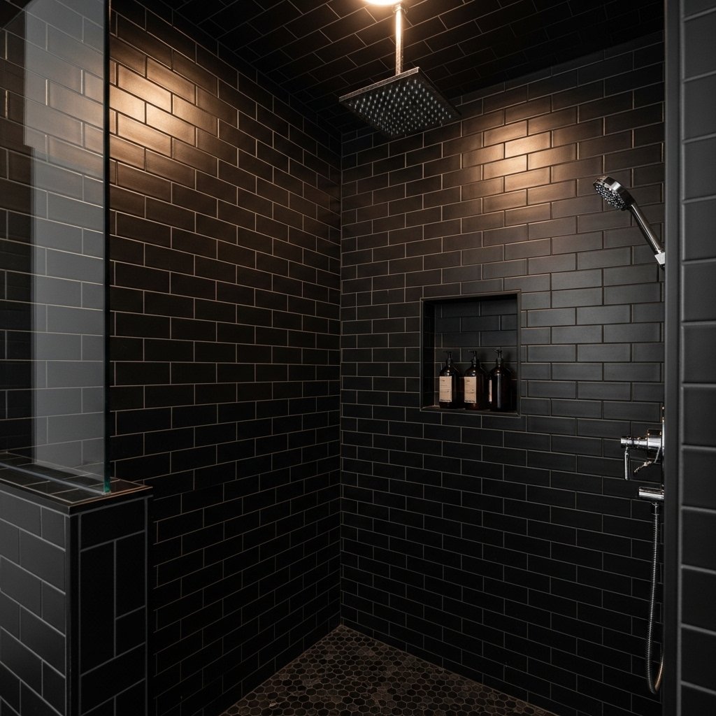 Black Subway Tile Shower