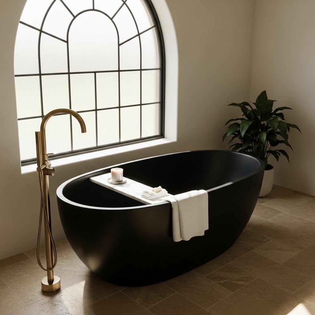 Black Freestanding Tub as a Statement Piece