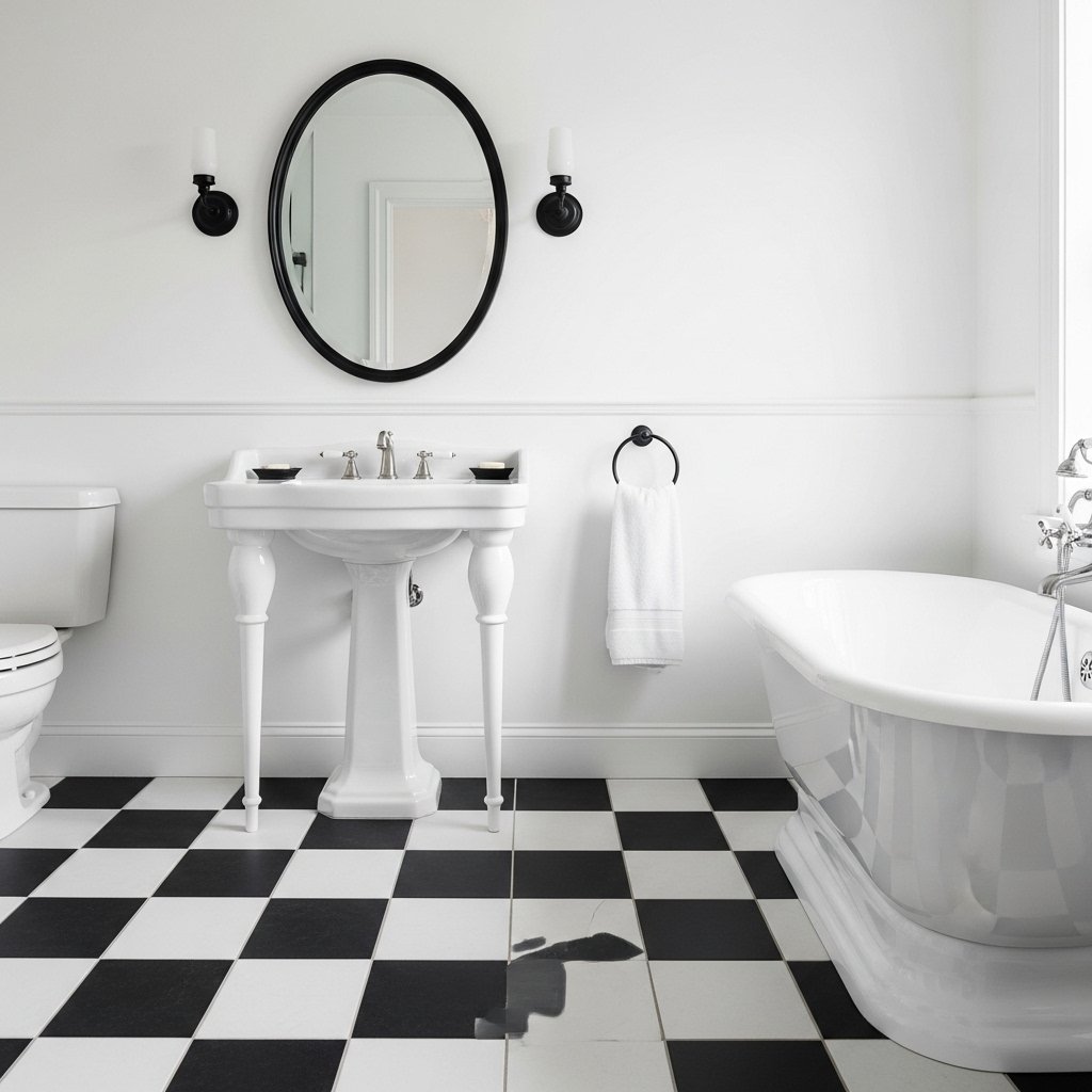 Black and White Checkerboard Floor