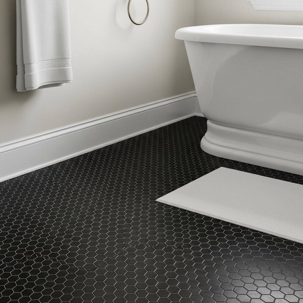 Black Hexagon Floor Tile