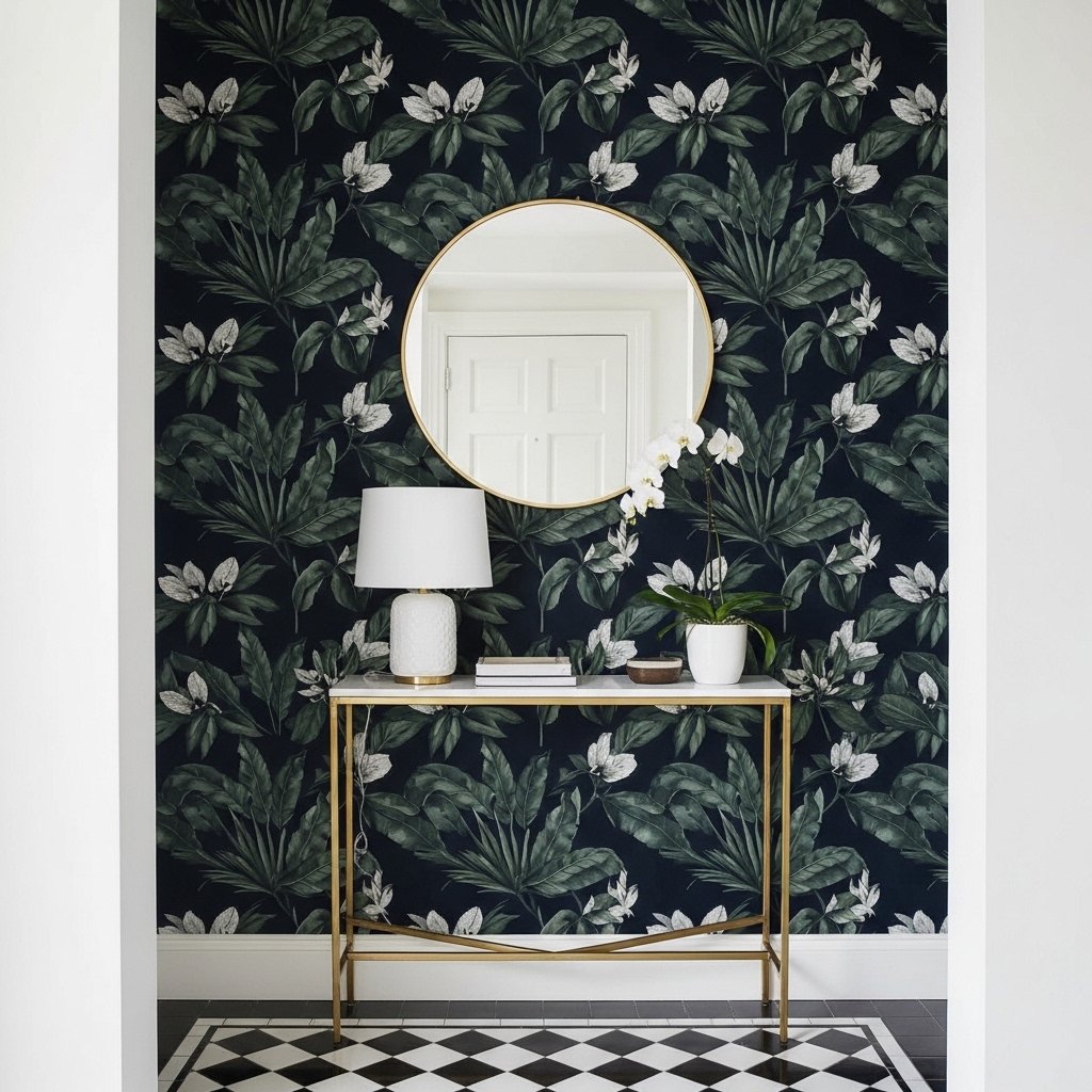 A Statement Wallpaper on the Entry Wall