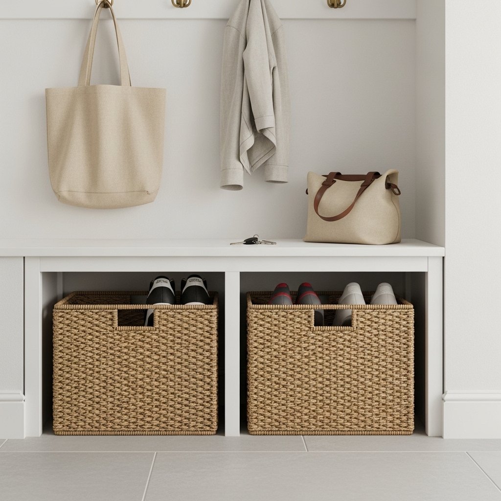 Under-Bench Shoe Storage With Baskets