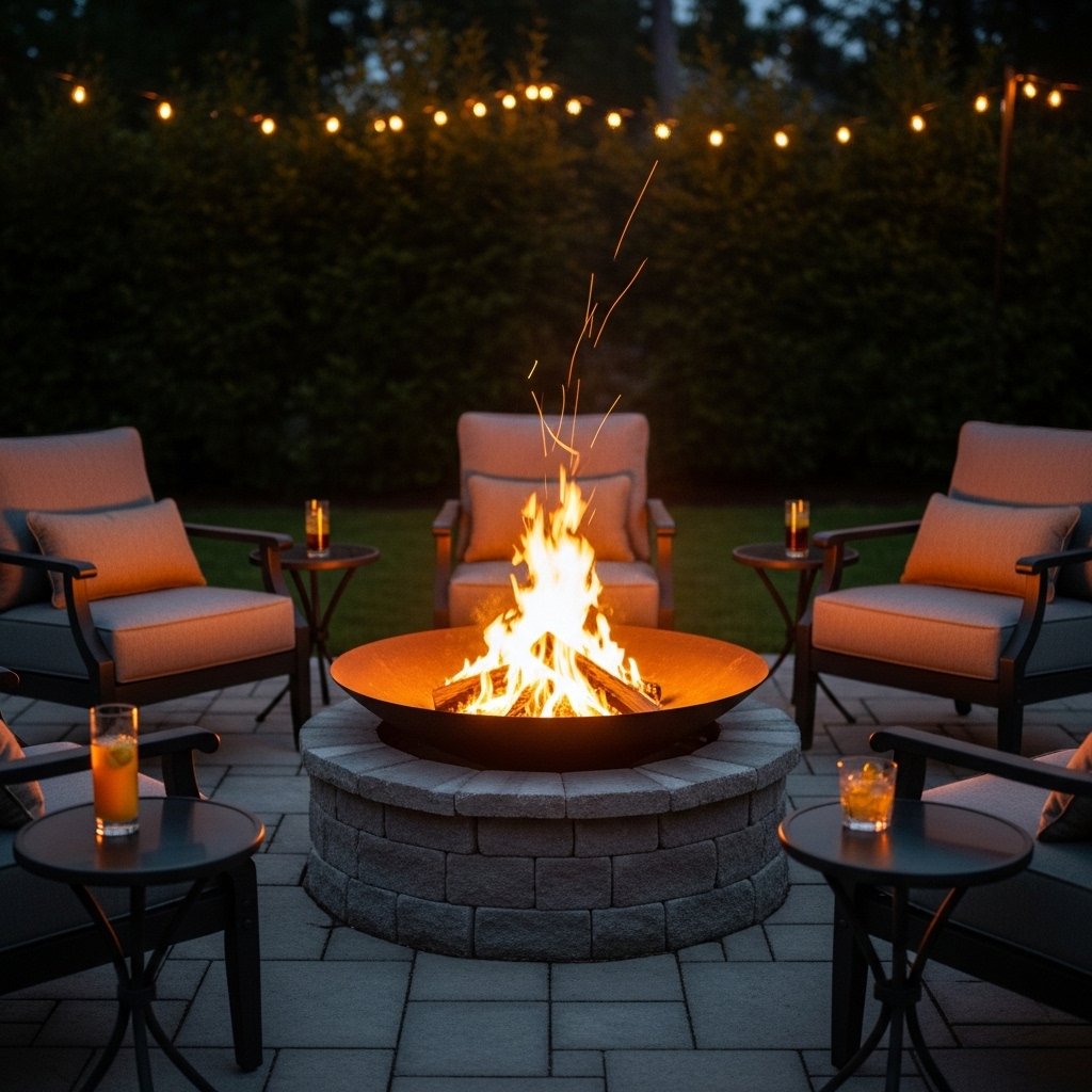 16 Summer Backyard Decor Ideas That Turn Your Outdoor Space Into the Place Everyone Wants to Be A Fire Pit or Fire Bowl as the Social Anchor