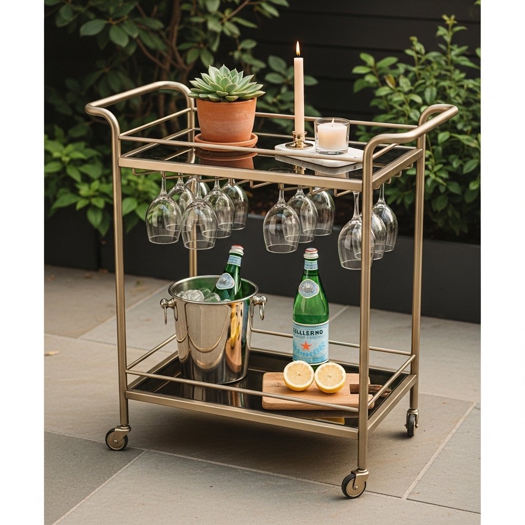 16 Summer Backyard Decor Ideas That Turn Your Outdoor Space Into the Place Everyone Wants to Be A Garden Bar Cart or Outdoor Drinks Station