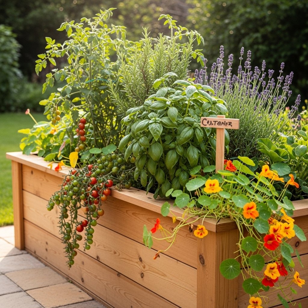 16 Summer Backyard Decor Ideas That Turn Your Outdoor Space Into the Place Everyone Wants to Be A Raised Garden Bed or Herb Garden