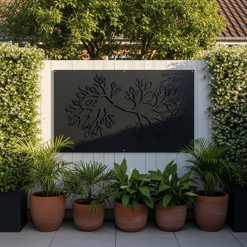 16 Summer Backyard Decor Ideas That Turn Your Outdoor Space Into the Place Everyone Wants to Be Outdoor Art or Wall Decor on a Fence or Wall