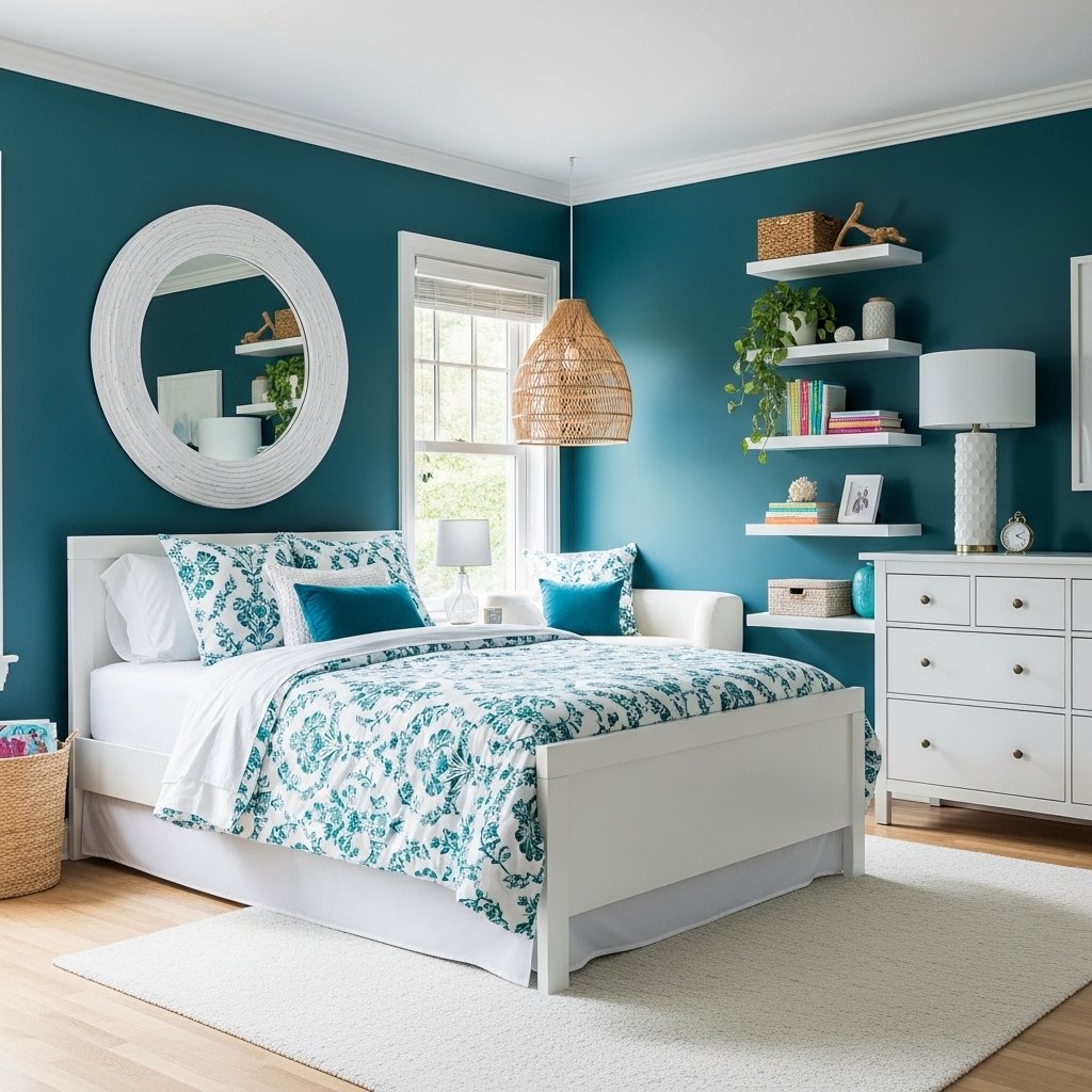 Teal and White